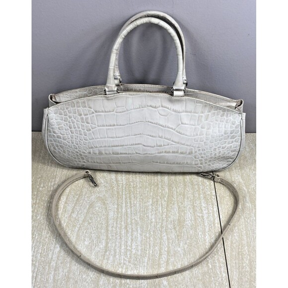 Furla Crocodile Leather Embossed White Hobo Crossbody Strap/Shoulder Bag Italy - Picture 2 of 15